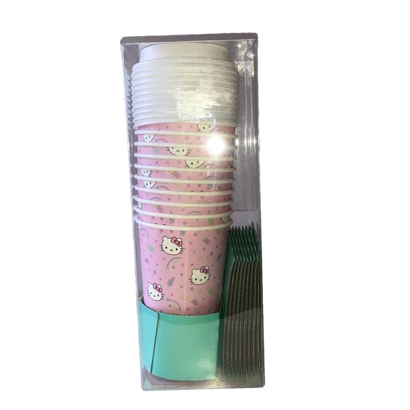 Sanrio Hello Kitty Sweet Celebration Pink 10 Hot To Go Cups W/Sleeves & Lids New - Picture 4 of 10
